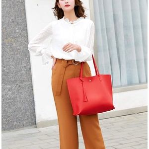 Women's Soft Faux Leather Tote Shoulder Bag